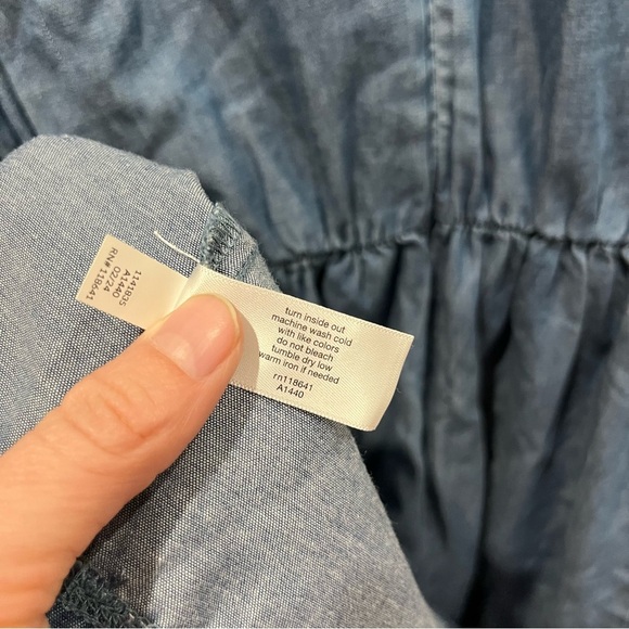 Lane Bryant Dress Women's 28 Lena Blue Chambray Faux Wrap Flutter Sleeve NWT - Picture 9 of 10